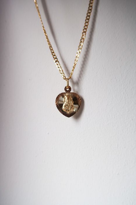 Zestaw - Łańcuszek 50cm + Medalik Bozia | Komunia | Próba złota 585