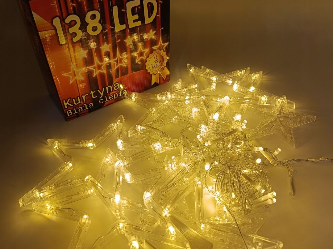 Kurtyna Świetlna LED Biała Ciepła 138 LED