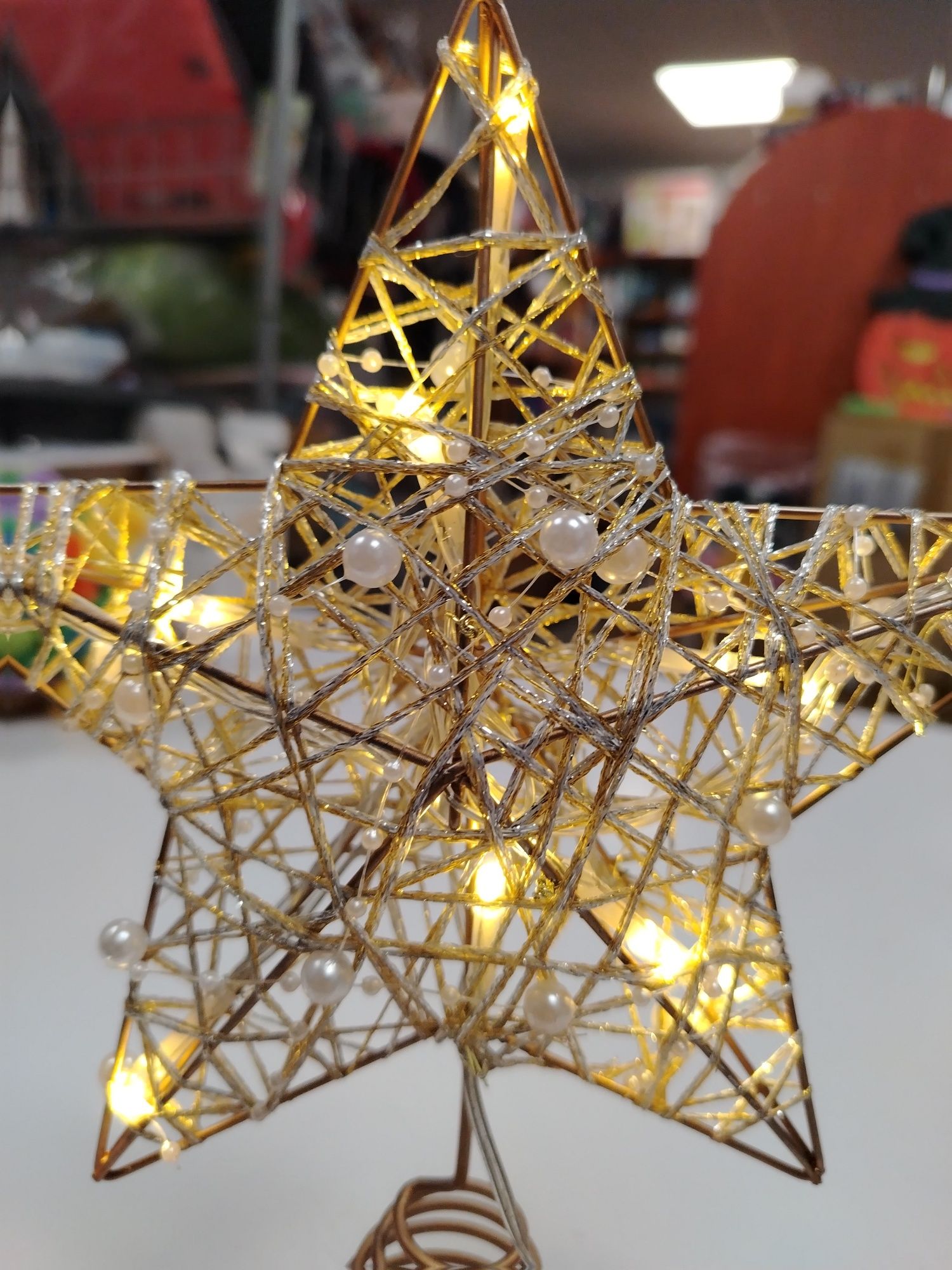 metalowy czubek Gwiazda stojak Święta lampki ozdoba led