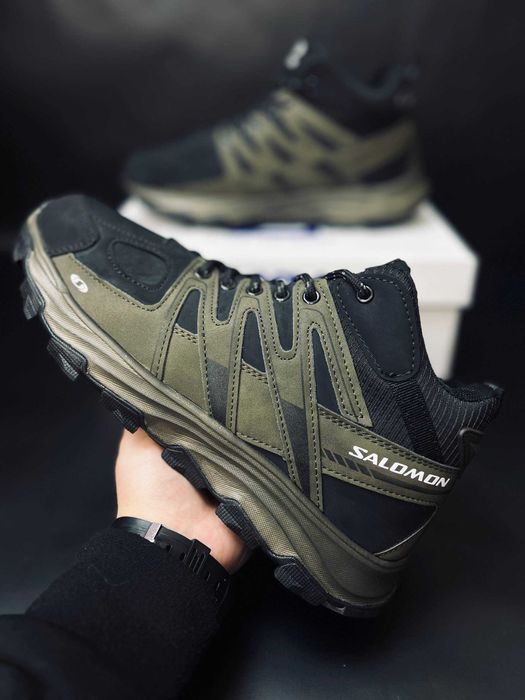 Мужские зимние ботинки  хаки на меху термо  salomon Quest 4 GTX