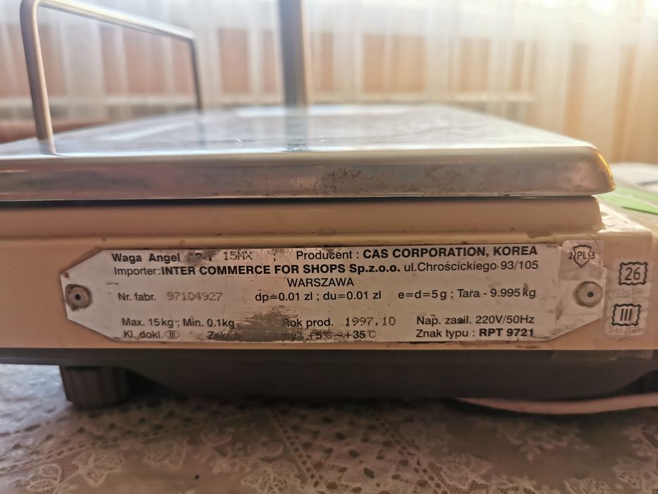 Waga sklepowa, kasowa. 
Waga sprawna z legalizacją do 31.03.26.
Waga s