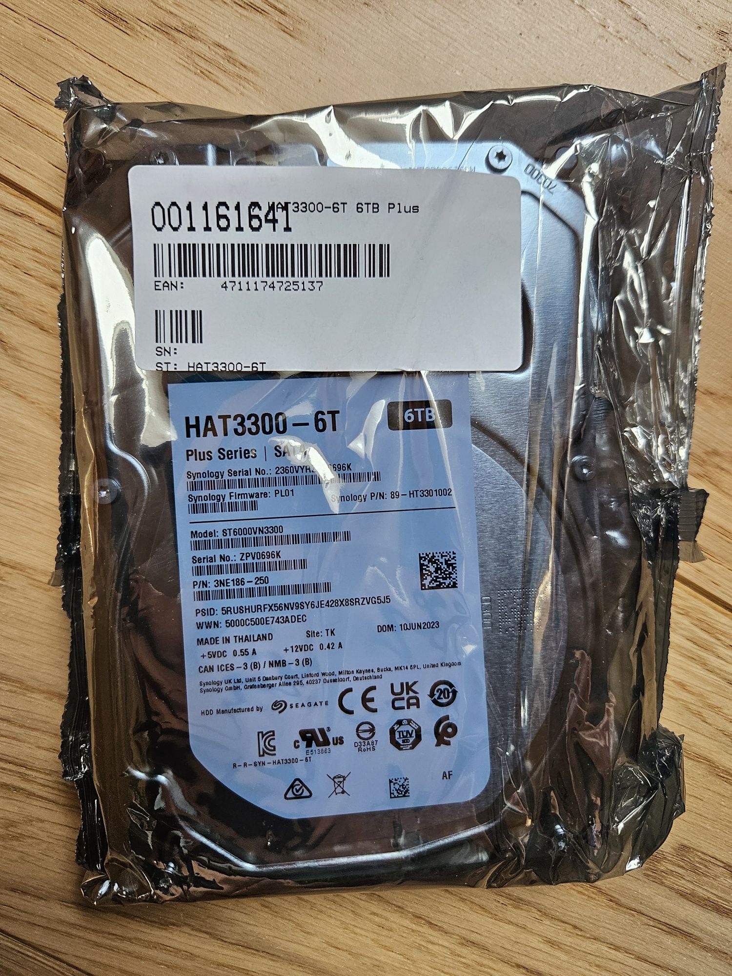 Dysk Hdd 3,5" Synology Hat3300-6T 6TB Plus (ST6000VN3300), nowy