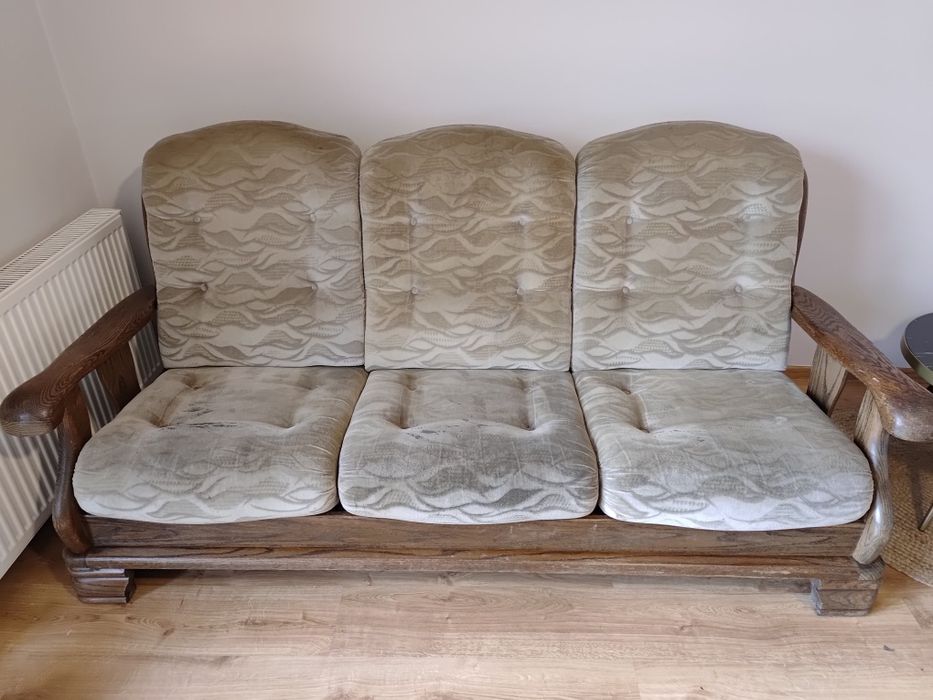 Sofa dębowa trzyosobowa