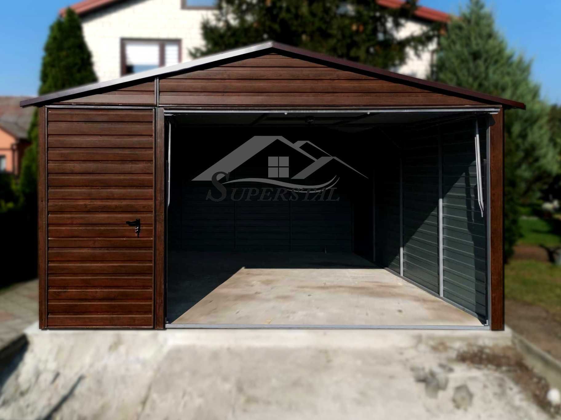 Garaż blaszany drewnopodobny na wymiar 4x5 4x6 4x7 5x5 5x6 5x7 6x5 6x6