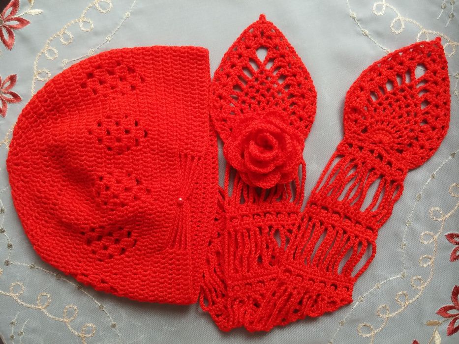 Uroczy szaliczek w stylu retro. Na szydełku - RĘKODZIEŁO