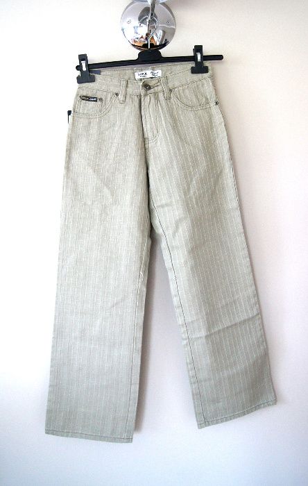szare spodnie jeansowe dzinsowe jeansy dzinsy zielone kremowa 24 25 26