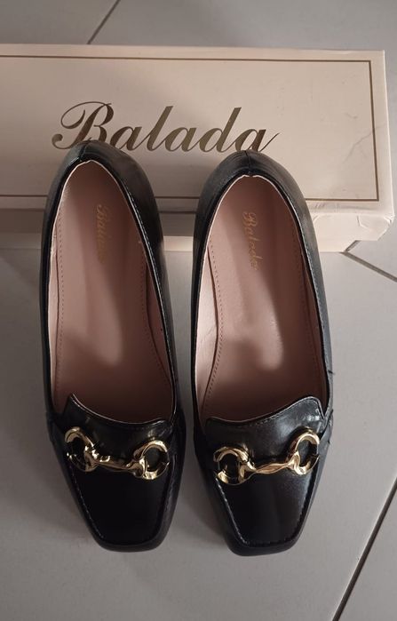 Mokasyny damskie czarne 41 rozmiar szeroka stopa