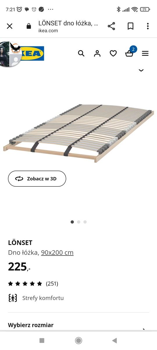 Dno łóżka, stelaż LONSET IKEA
