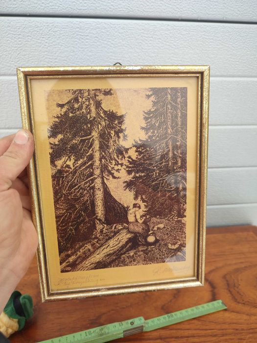 Rycina / Drzeworyt 1930Rok R.Harzberg Podpis oryginał - V