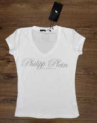 Белая стильная брендовая хлопковая футболка philipp plein, xs/s хлопок