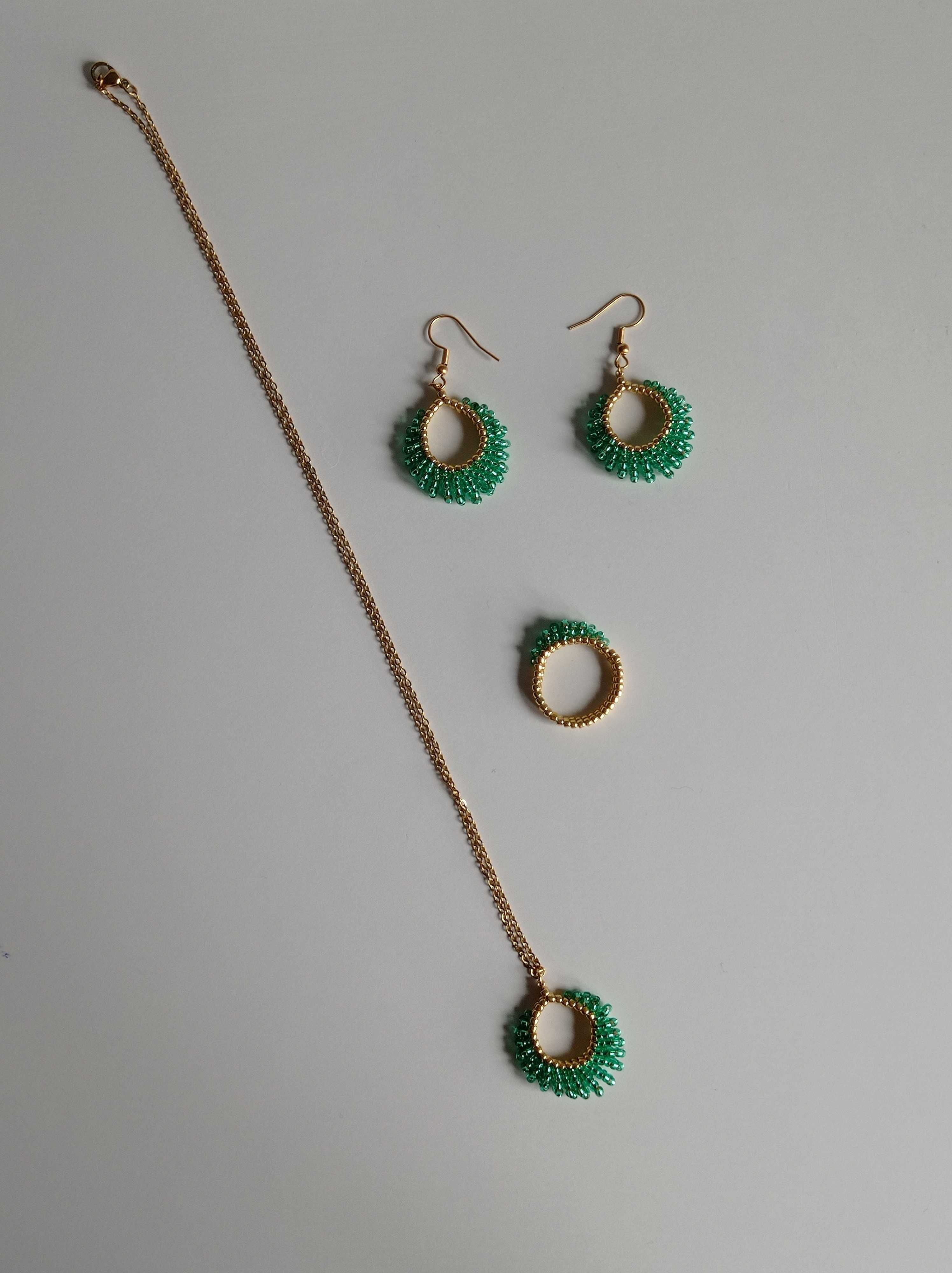 Komplet biżuterii handmade zielony