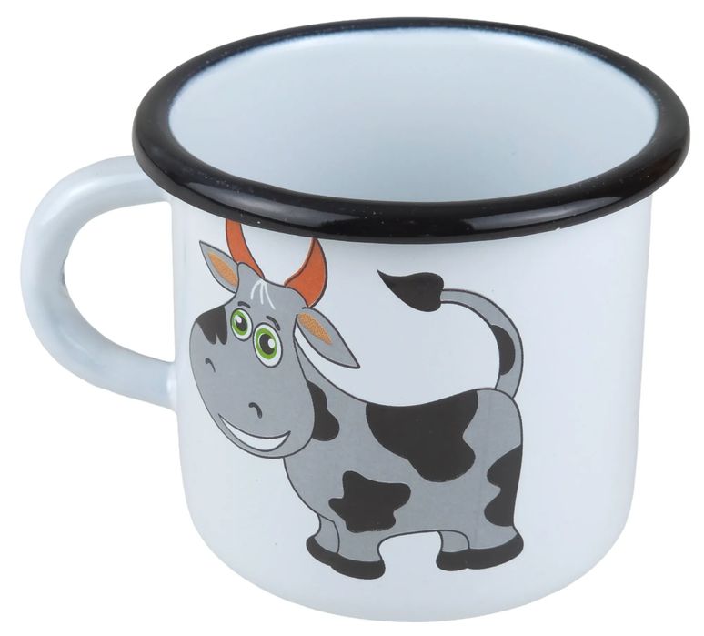 Kubek Emaliowany Do Mleka Kawy Herbaty Solidny Garnuszek 0,4 L - Krowa