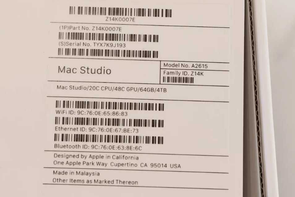 Mac Studio M1 Ultra 20c CPU 48c GPU 64gb RAM 4tb SSD - super stan