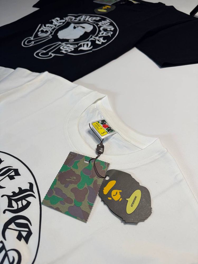 Футболка Bape Chrome Hearts/футболка бейп/футболка хром хардс бейп