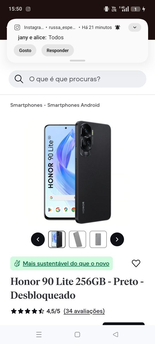 Honor 90 lite 256 gb desbloqueado