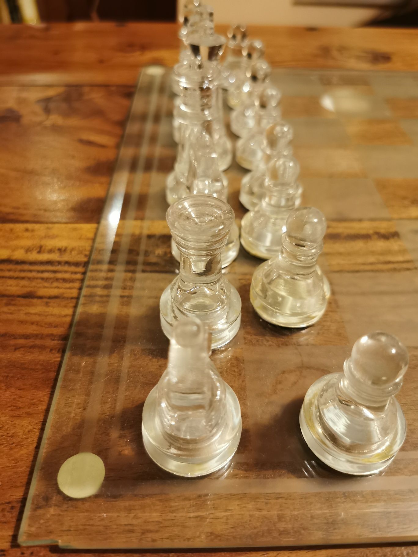 Jogo de xadrez em vidro