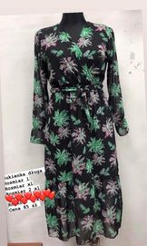 Sukienka długa biust 100 szyfonowa zielona