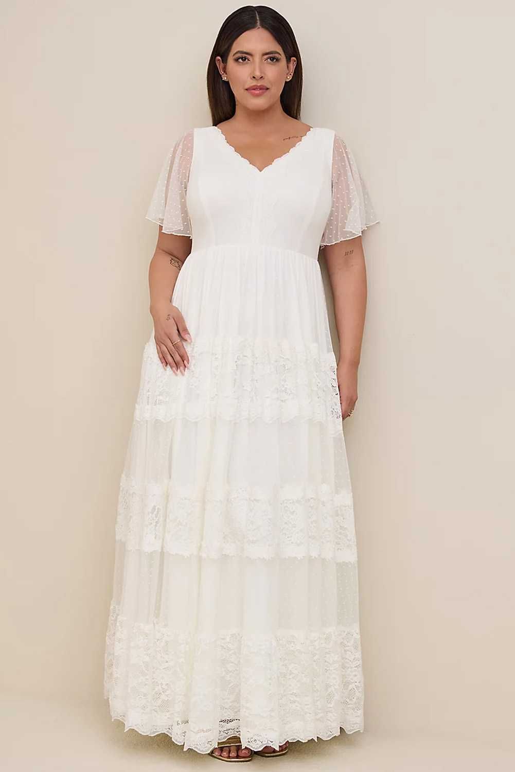 SUKNIA ŚLUBNA plus size boho IVORY koronka 46W, 50