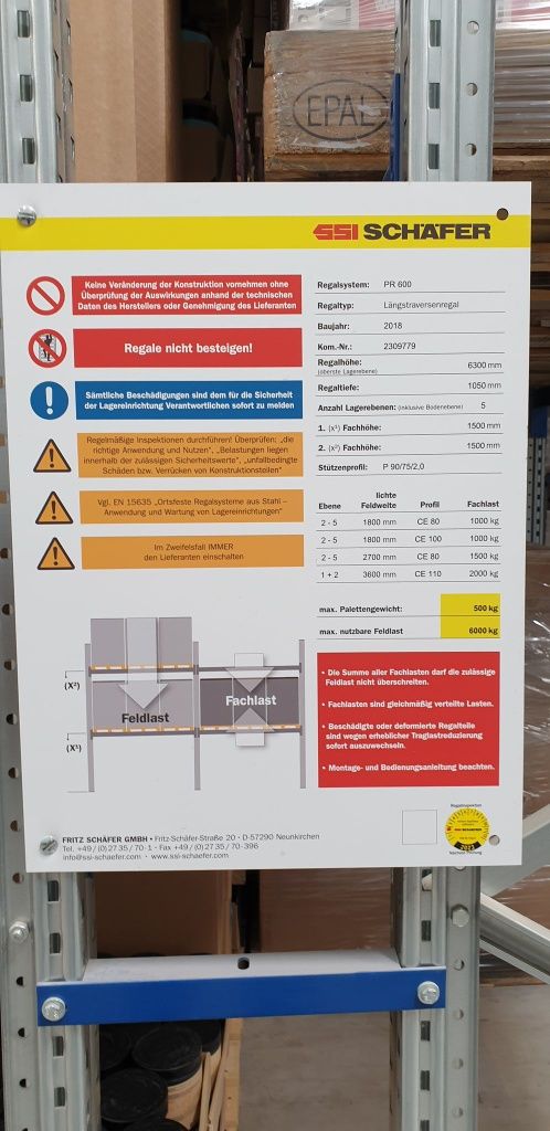 Regał  regały paletowe przemysłowe SSI  SCHAFER