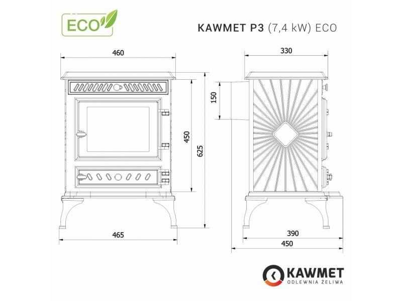 Piec wolnostojący KAWMET P3 (7,4 kW) ECO zgodny z ekoprojektem