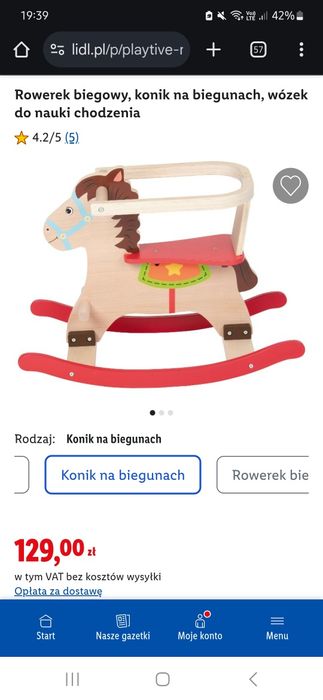 Konik na biegunach drewno