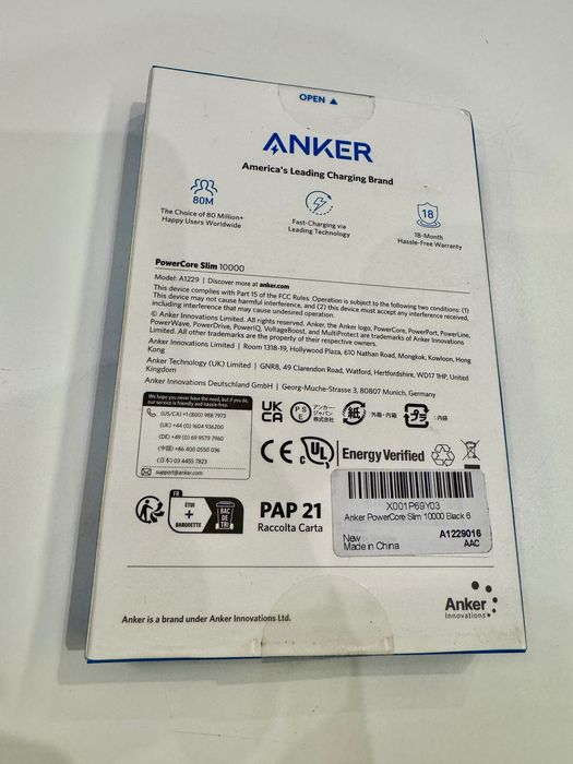 Powerbank Anker Powercore Slim 10 000mah NOWY szybkie ładowanie okazja
