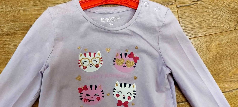 Koszulka dziewczęca na długi rękaw, Kotki, fioletowa r. 98, 96-101, 3L