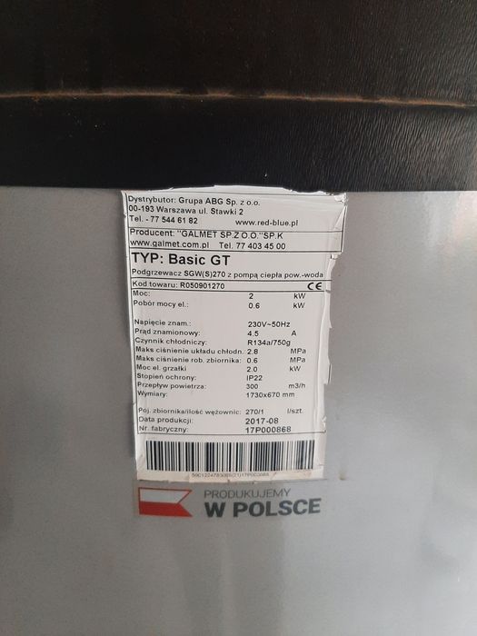 Pompa ciepla CWU