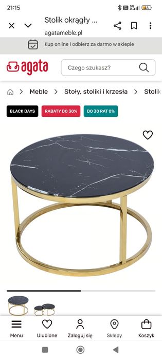 Ława emanoz złota z szkłem marmurowym czarnym