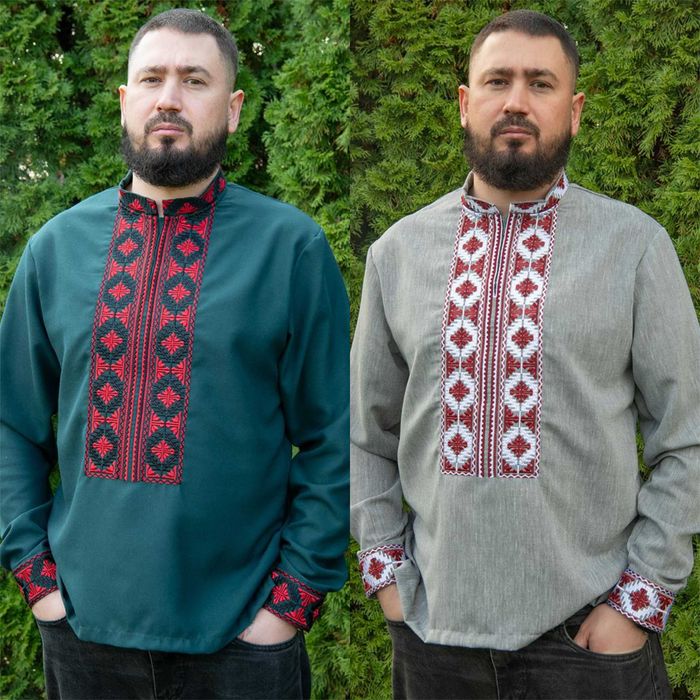 Вишиванка чоловіча з льону сорочка для чоловіка традиційна
