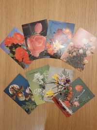 Stare pocztówki kartki pocztowe w kwiaty PRL vintage