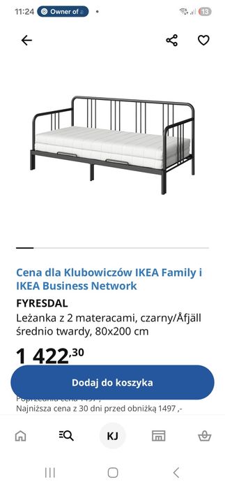 FYRESDAL

Leżanka z 2 materacami, czarny/Åfjäll średnio twardy, 80x200