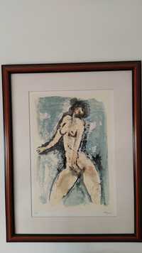Bonito quadro com serigrafia de um nu