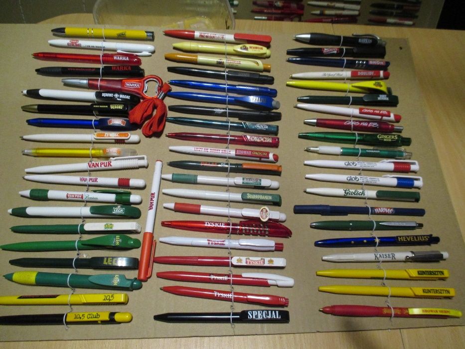 Kolekcja długopisów(2) piwa reklamowe 61 szt. różnych Gadżety piwne