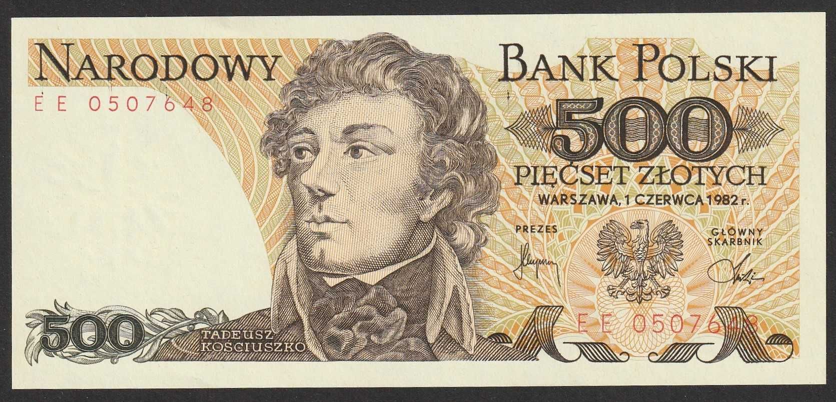 Polska 500 złotych 1982 - Tadeusz Kościuszko - EE0 - stan bankowy UNC