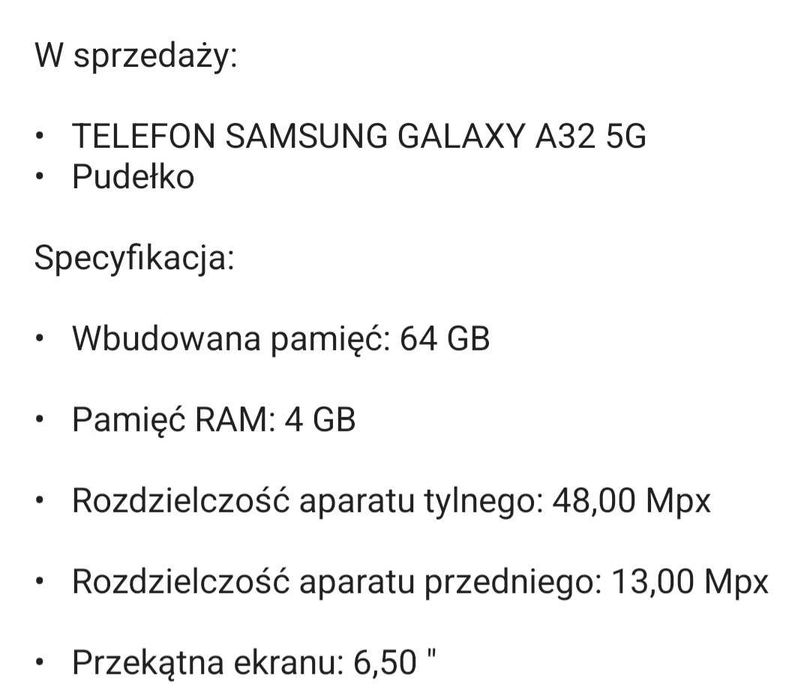 Smartfon Samsung Galaxy A32 5G A326 64GB plus etui stan perfekcyjny