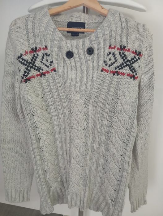 Camisola grossa Energie cinzenta com padrão étnico