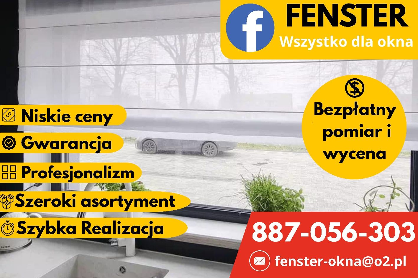 Rolety plisy żaluzje moskitiery parapety serwis okien szyby okna