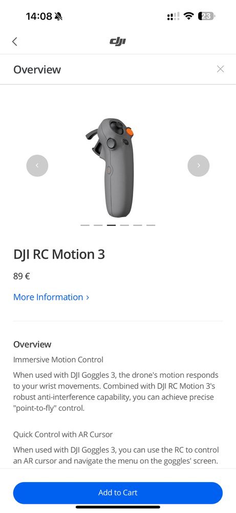 Dji RC Motion Controler 3 | Avata 2 | Mini 4 pro | Air 3