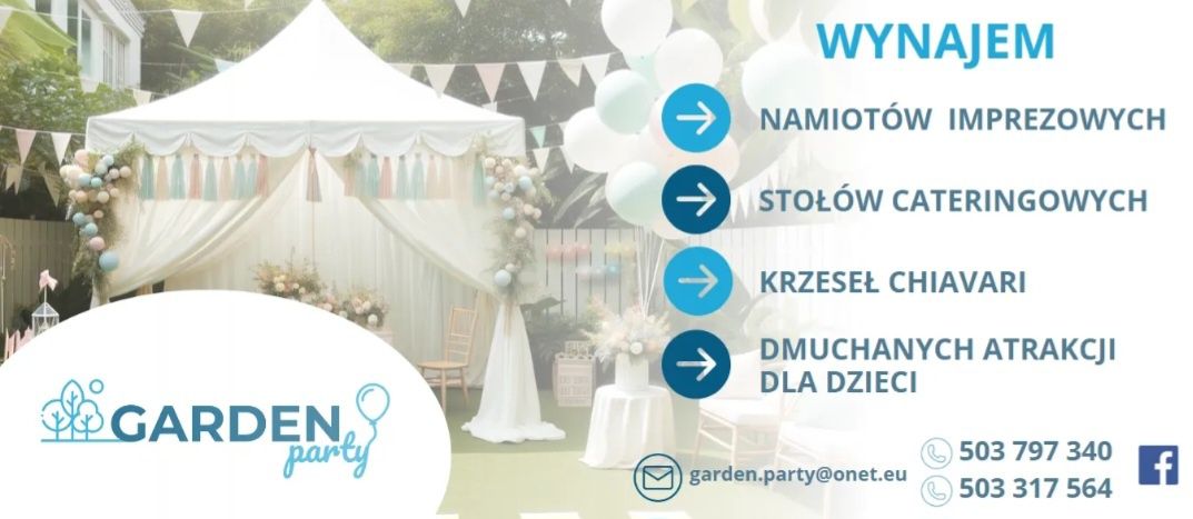 Krzesła krzesło Chiavari złote, stoły.