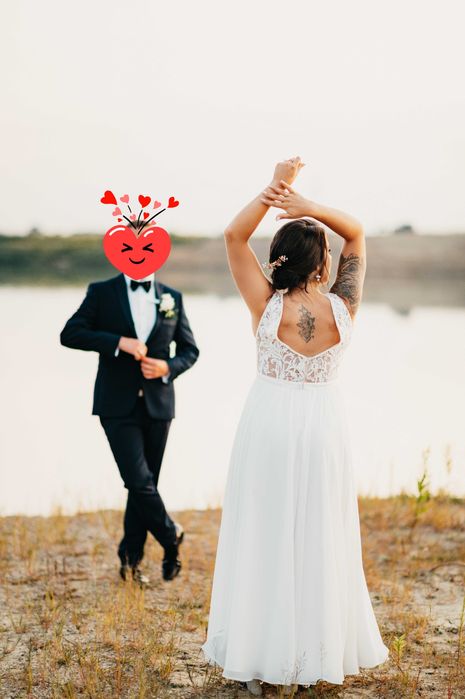 Suknia ślubna kolor Ecru szyta na zamówienie