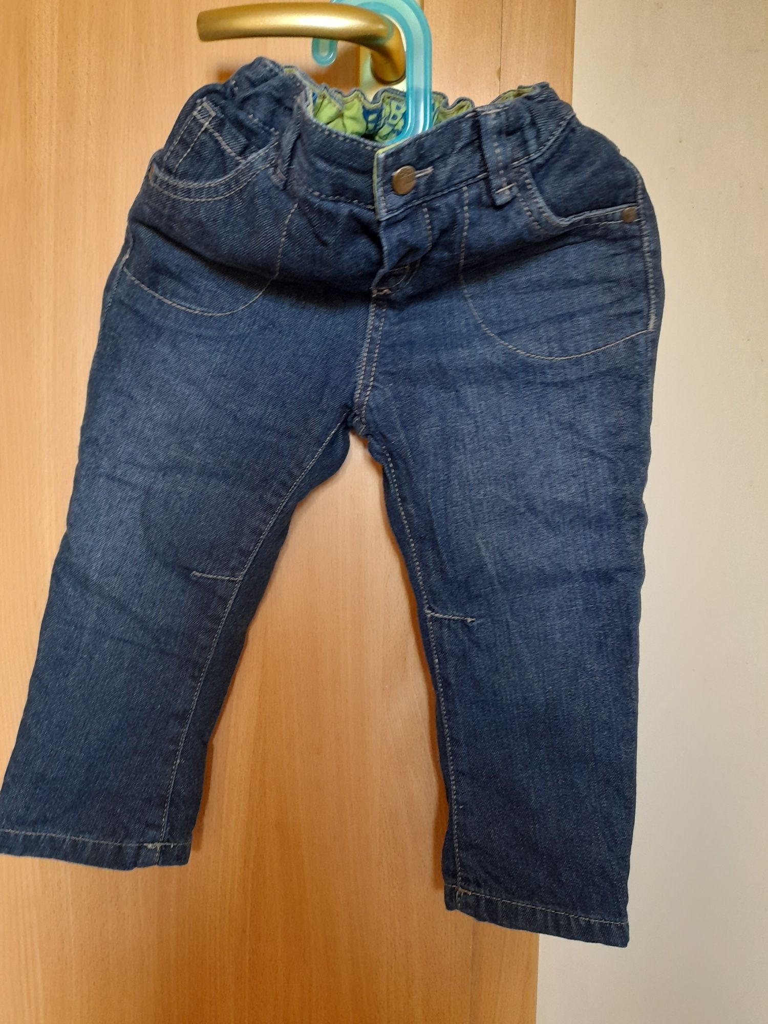 Spodnie jeansowa granatowe ocieplana podszewka rozmiar 92