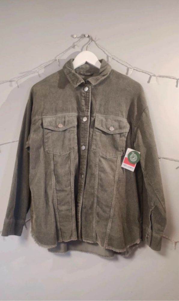 Oversize koszula sztruksowa khaki