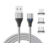 Магнитный кабель для зарядки 2м и коннекторы 2 TypeC + 1 microUSB