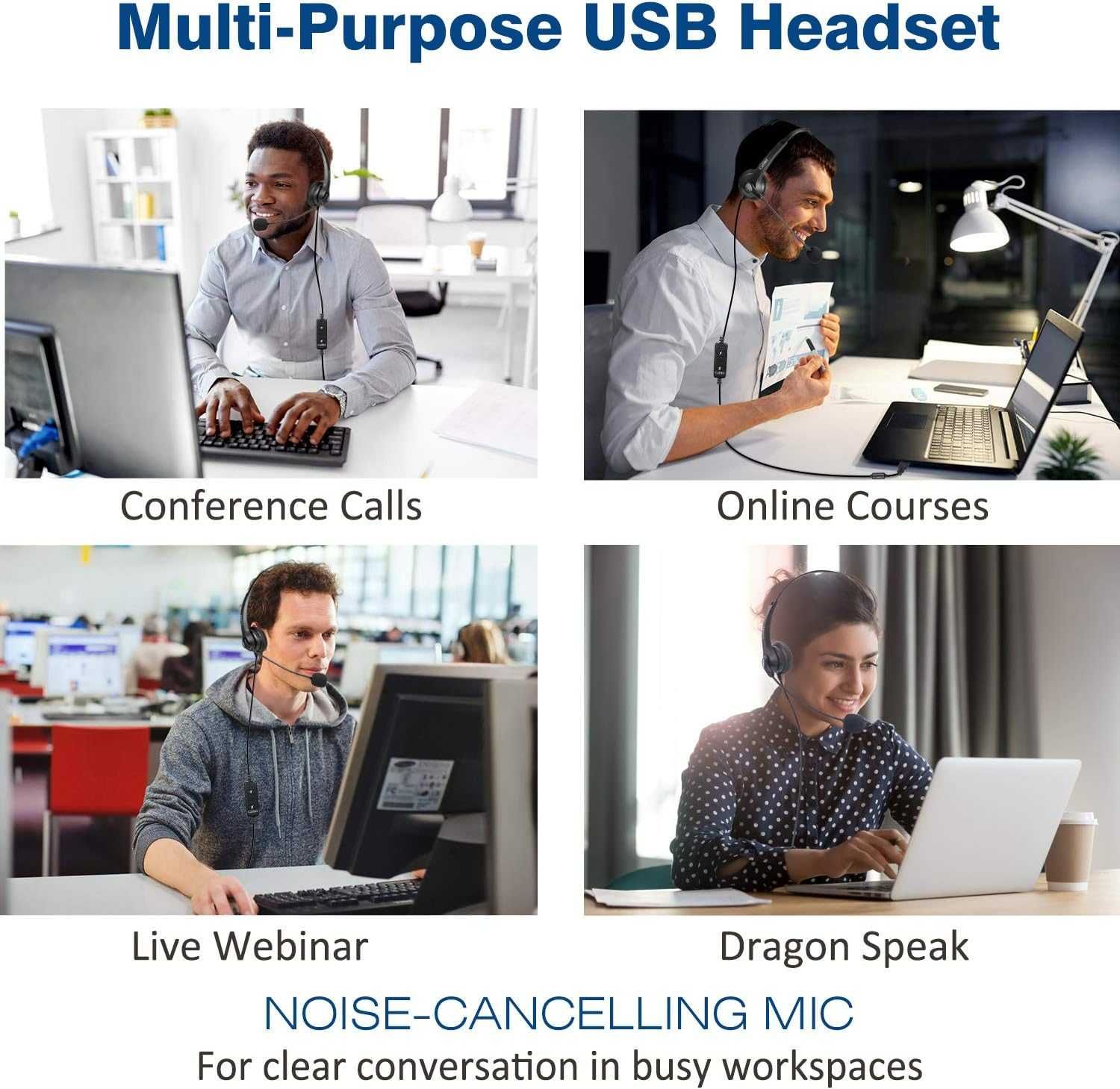 Callez C502 Słuchawki przewodowe z mikrofonem Call Center ZESTAW USB