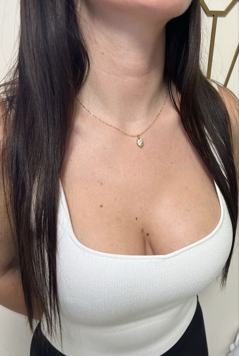 Zawieszka serce 2ct na łańcuszek – moissanit – złoto 585