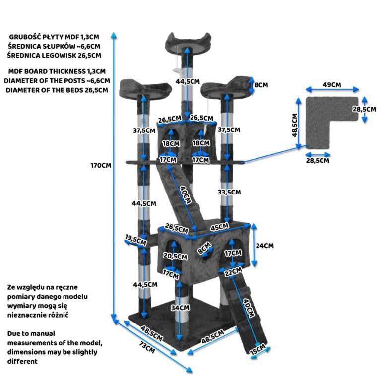 Drapak Dla Kota Duży Drzewko Solidny Legowisko XL 170CM