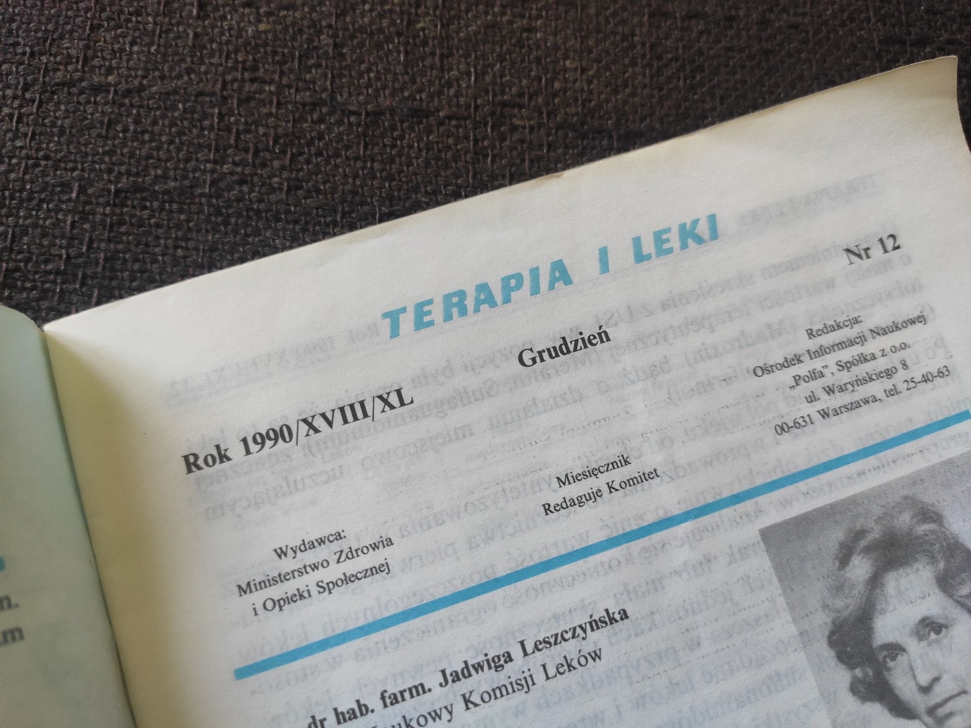 "Terapia i leki" grudzień 1990 r. czasopismo medyczne