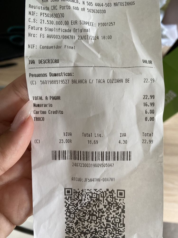 Vendo balança digital de cozinha