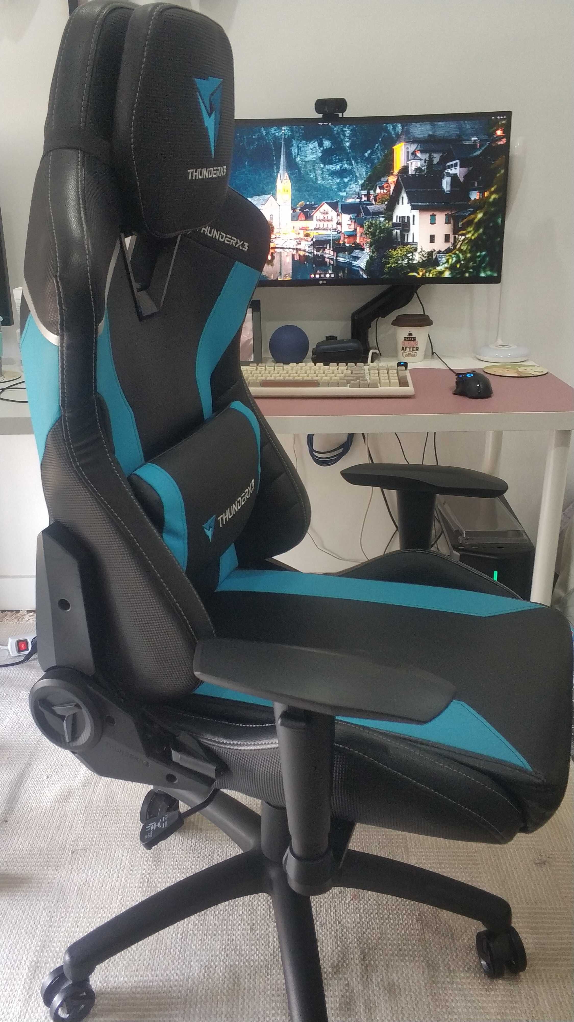 Cadeira Gaming TC3 (Azul/Preto) - THUNDERX3